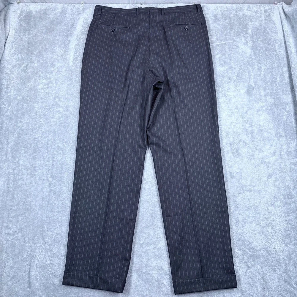 Hickey Freeman Loro Piana Tasmanian 150s Wool Suit 42L Blazer 36x32 Pants Stripe